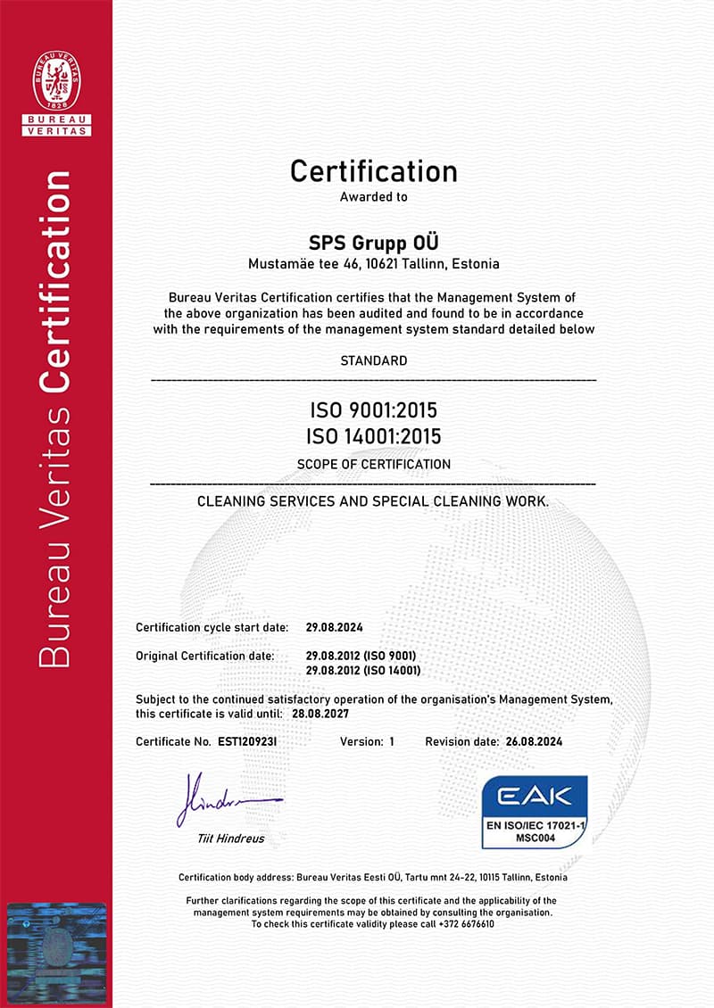 Сертификаты ISO 9001:2015 и ISO 14001:2015