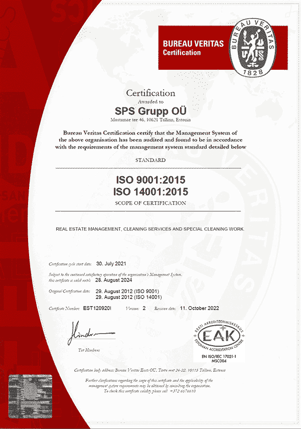 SPS Grupp ISO certificates